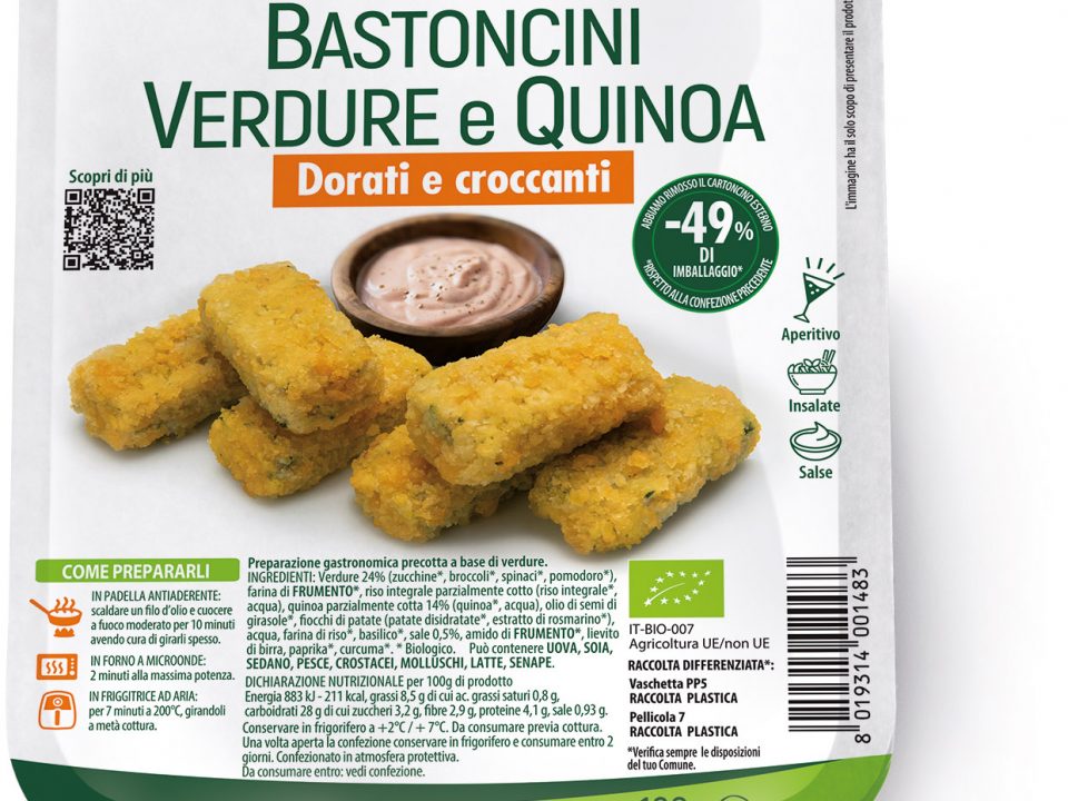 Gusto, leggerezza e meno impatto ambientale: da Almaverde Bio arrivano i Bastoncini di Verdure e Quinoa